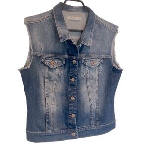 Mavi Jeans Denim Jean Jacket Sleeveless Distresses Vest Women size XL